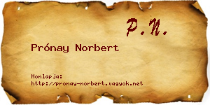 Prónay Norbert névjegykártya